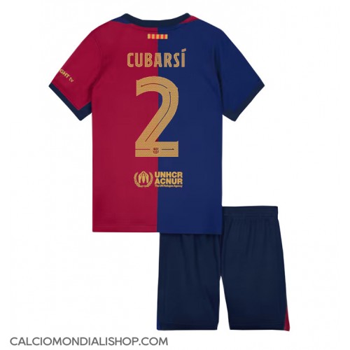 Maglie da calcio Barcelona Pau Cubarsi #2 Prima Maglia Bambino 2024-25 Manica Corta (+ Pantaloni corti)